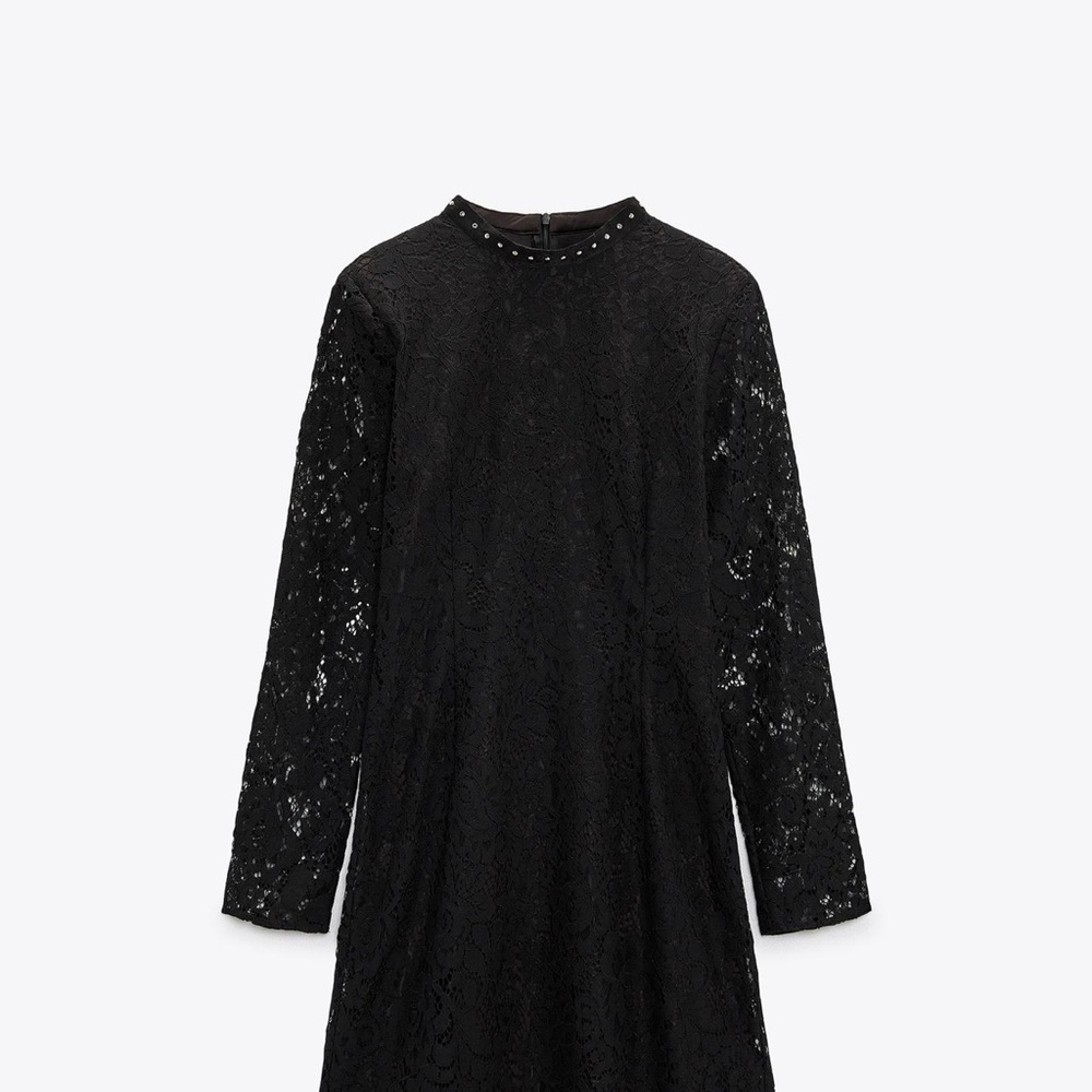 Zara Black Long Sleeve Mock Neck Dress
